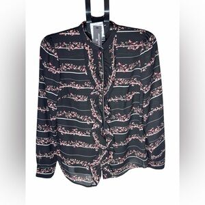 Worthington Black and Pink Floral Blouse